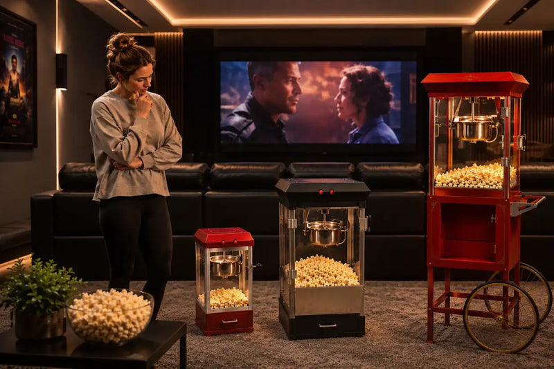 Best home theater popcorn machines that are side by side for comparison.