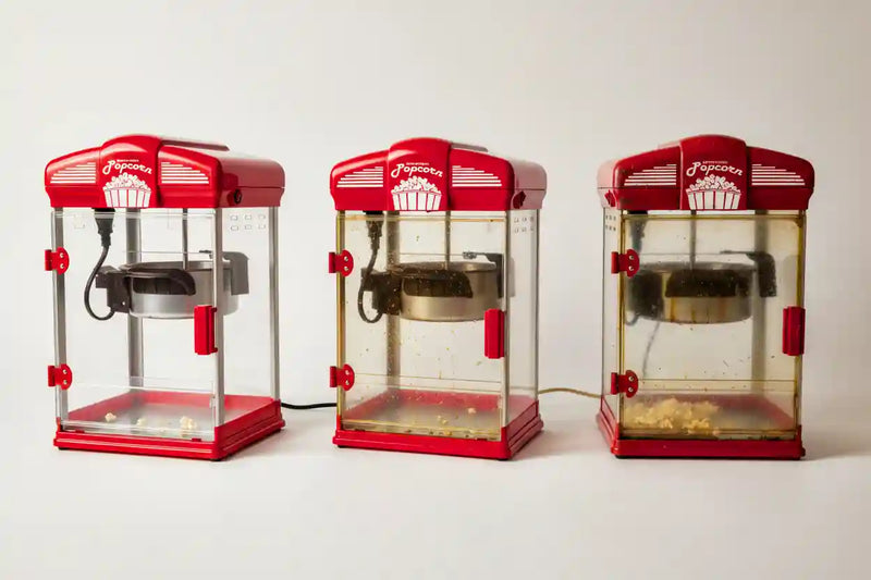 Three popcorn makers depicting how long they'll last.