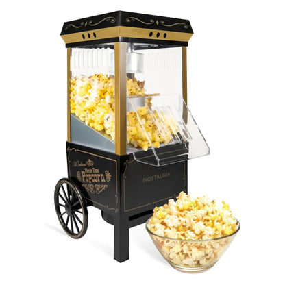 Black air popcorn machine with a bowl of popcorn.