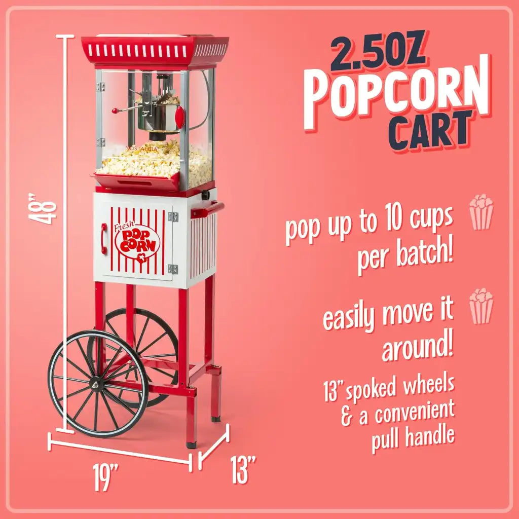 Home cinema popcorn machine with dimensions.