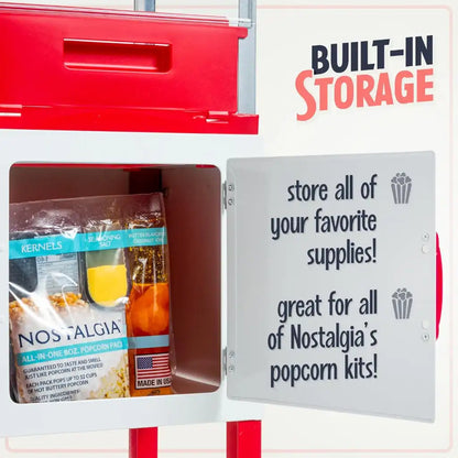 Home cinema popcorn machine with built-in storage.