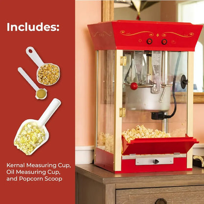 Home movie theater popcorn machine on countertop.