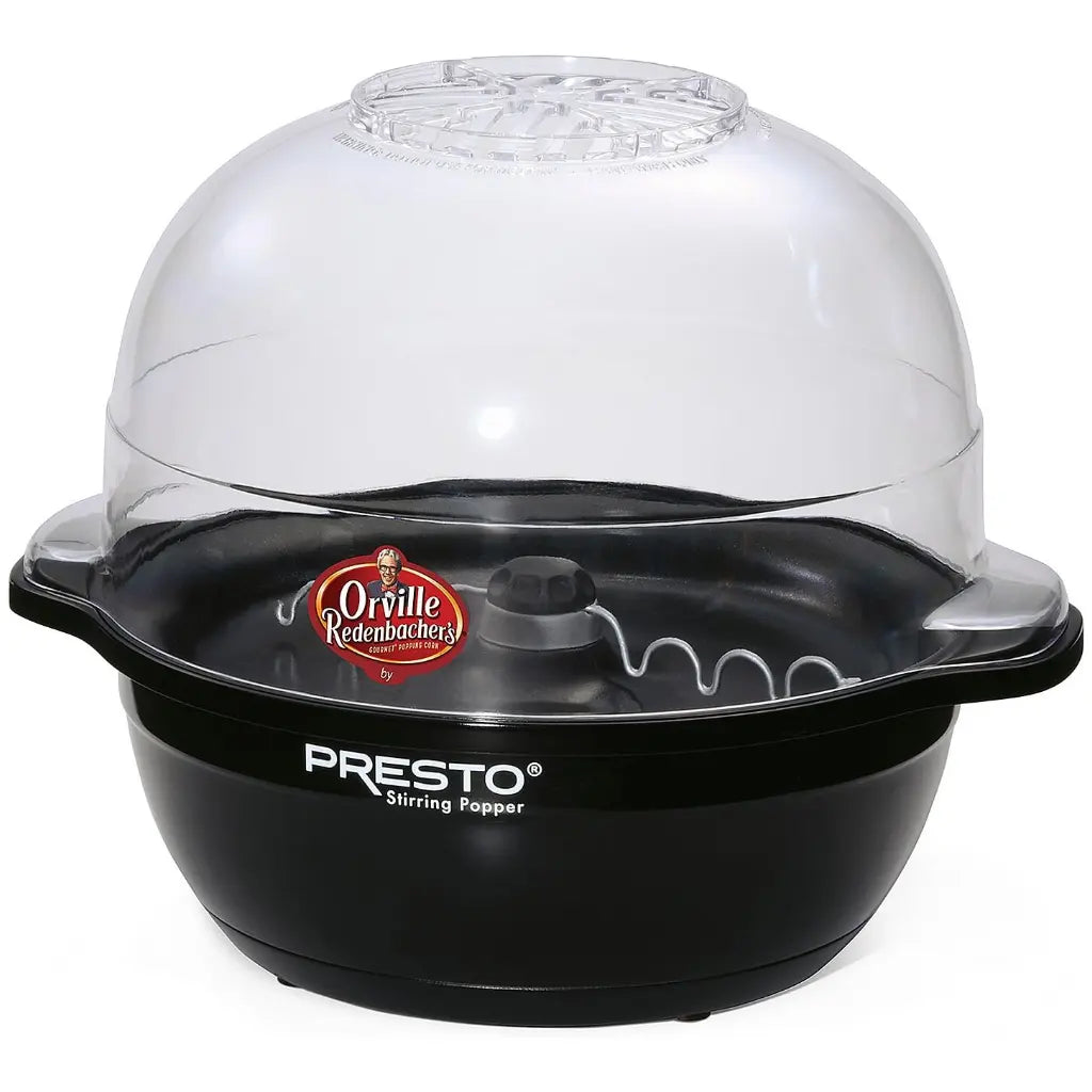 Hot oil popcorn popper by Presto with clear lid.