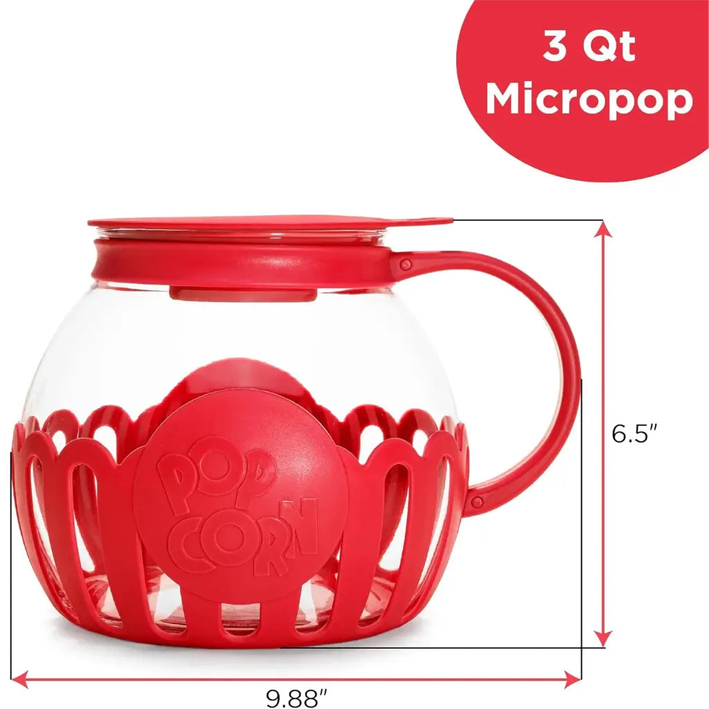 Microwave popcorn popper with measurements.