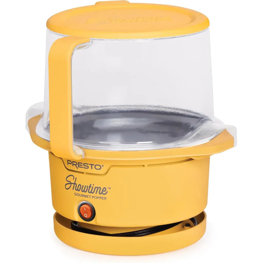 Oil popcorn popper with clear lid.