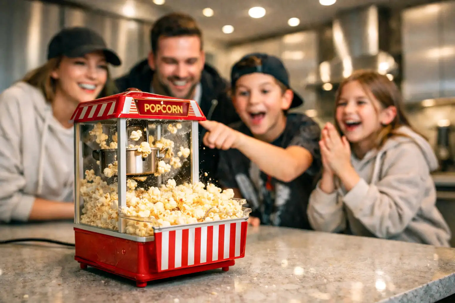 Popcorn popper machines banner.